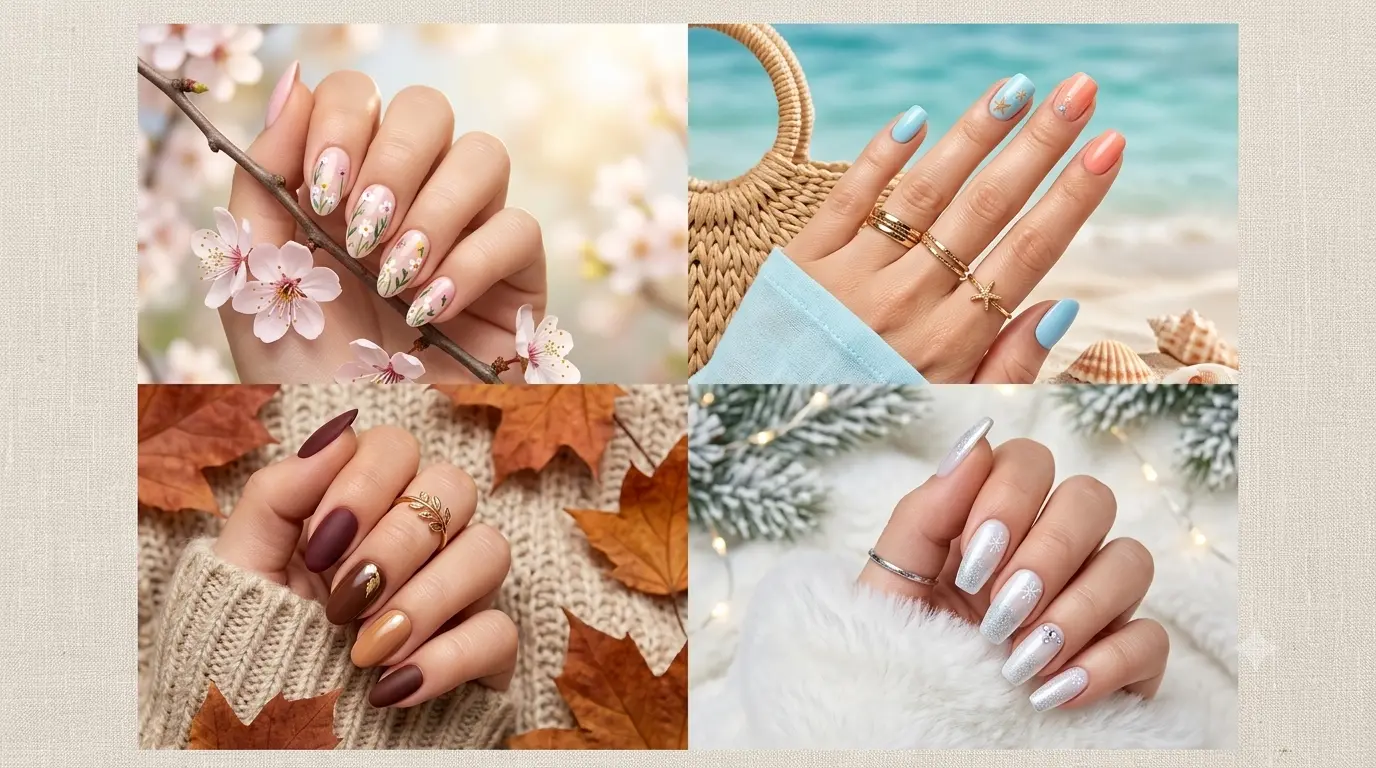 Seasonal nail ideas for spring, summer, fall, and winter