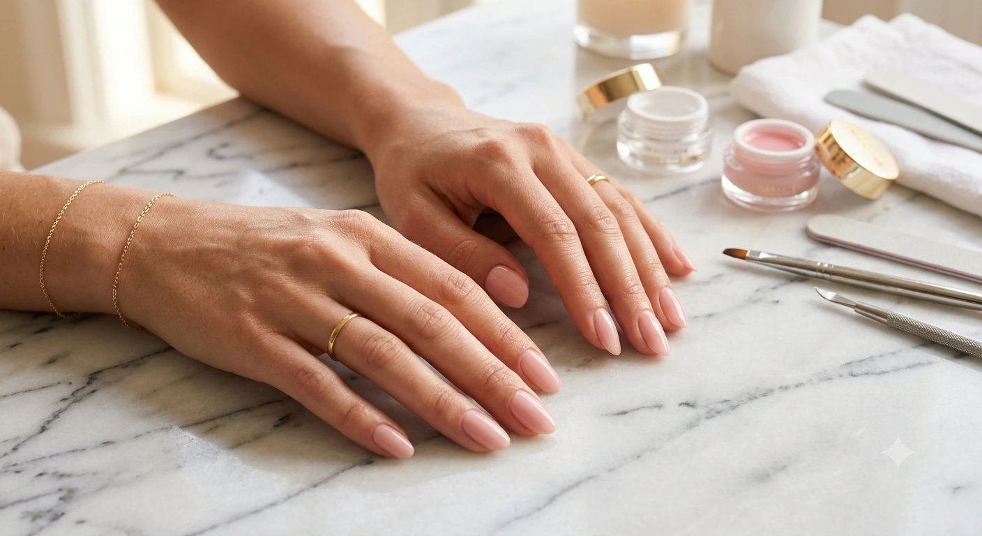 Short nail ideas with a soft pink everyday manicure